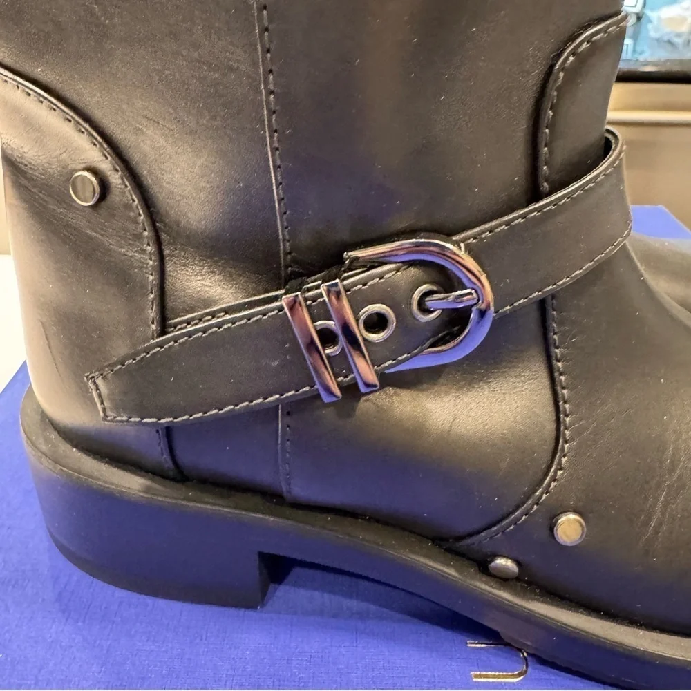 NEW! STUART WEITZMAN Maverick Black Leather Pull-On Boots Women's Sz 6.5